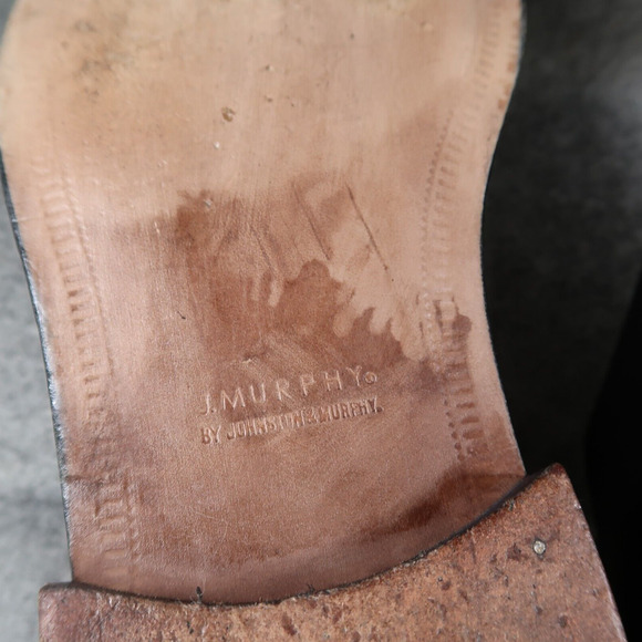 Johnston & Murphy Shoes Mens 10 Oxfords Derby Cap Toe Black Leather Dress Formal - Picture 11 of 14